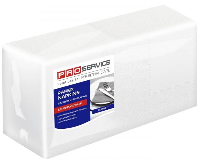 PRO Service Comfort Серветки 24х24см, двошарові, білі, 200шт